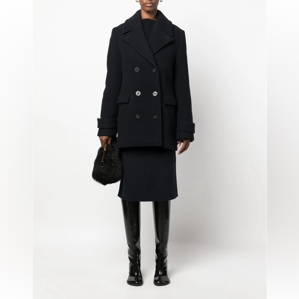 Toteme Navy Double-Breasted Pea Coat